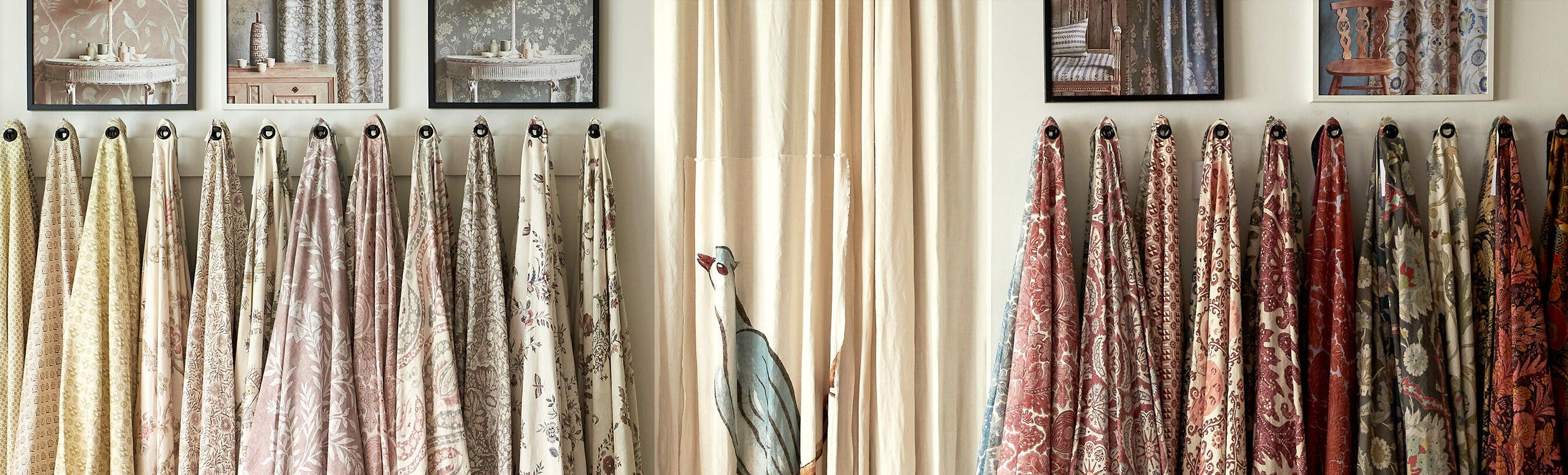 <p>hanging fabric designs lewis and wood london showroom</p>