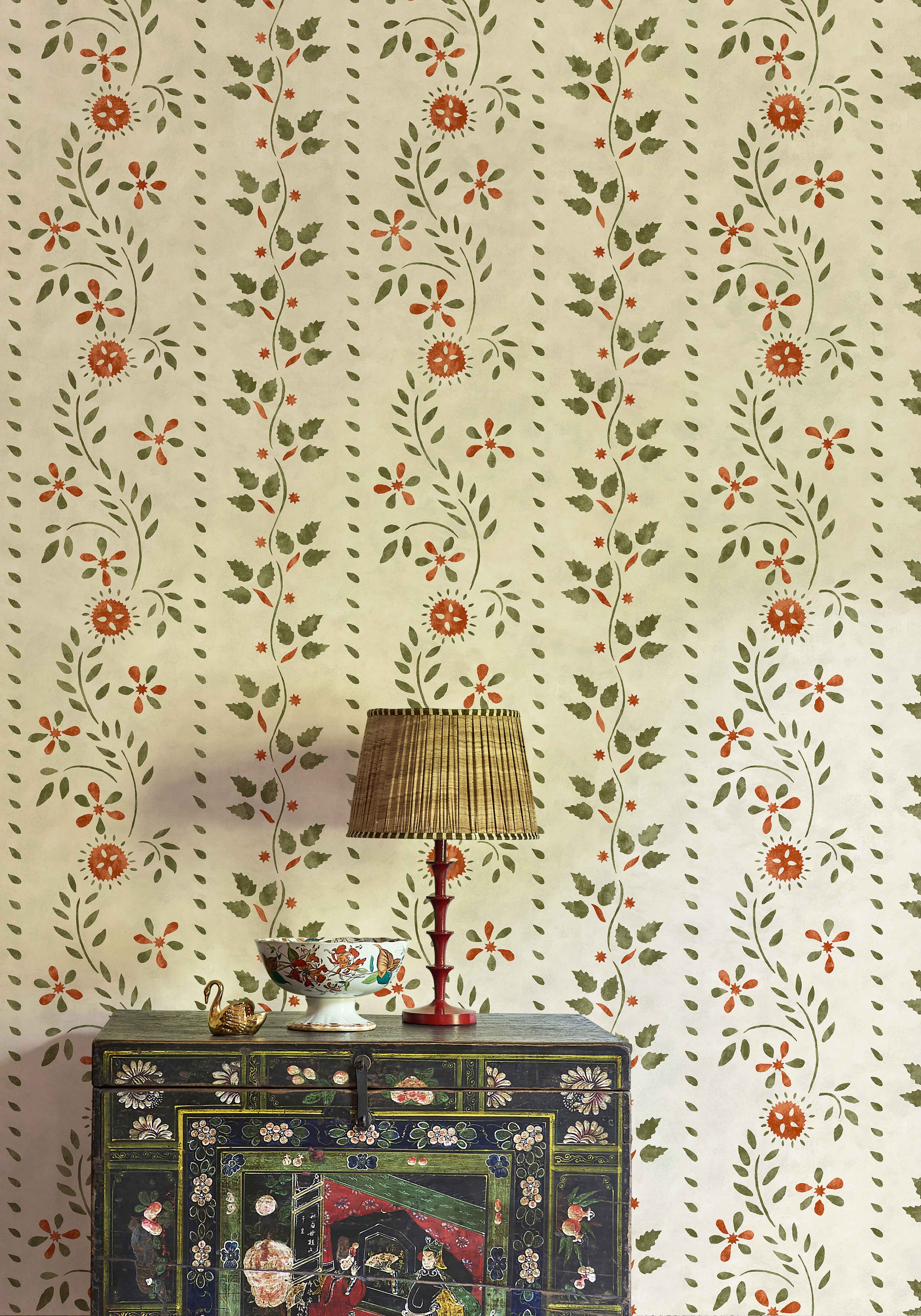 Folklore wallpaper in room, lewis and wood
