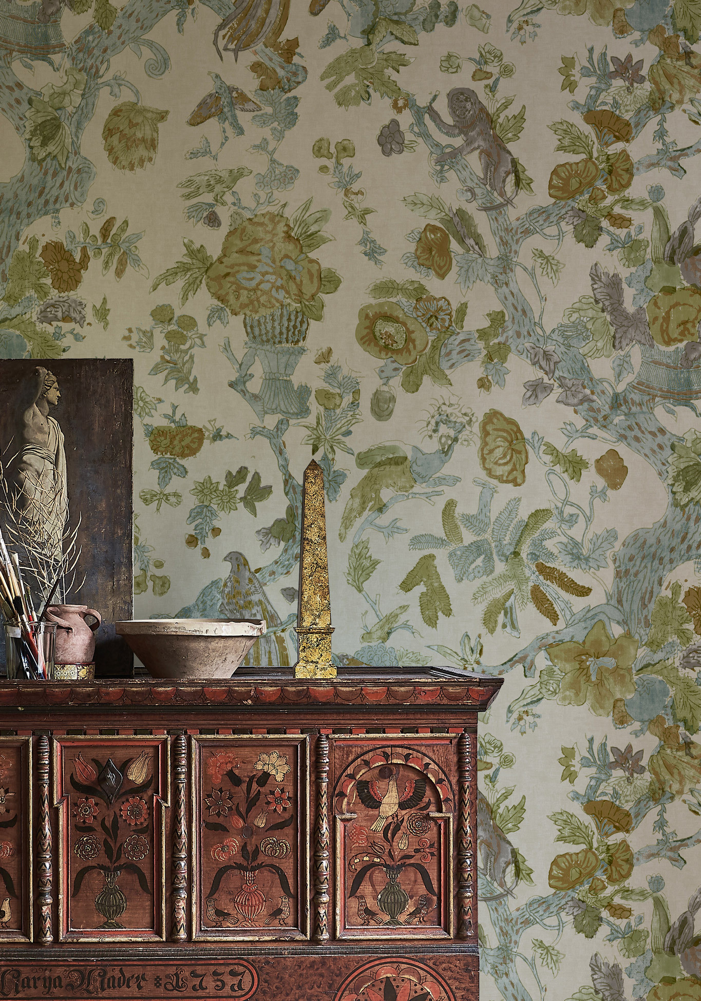 Wild Thing wallpaper in living room, lewis and wood